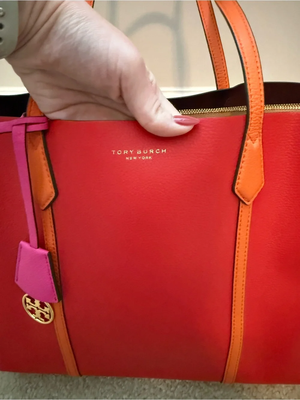 Tory Burch Perry Color-Block Triple-Compartment Tote